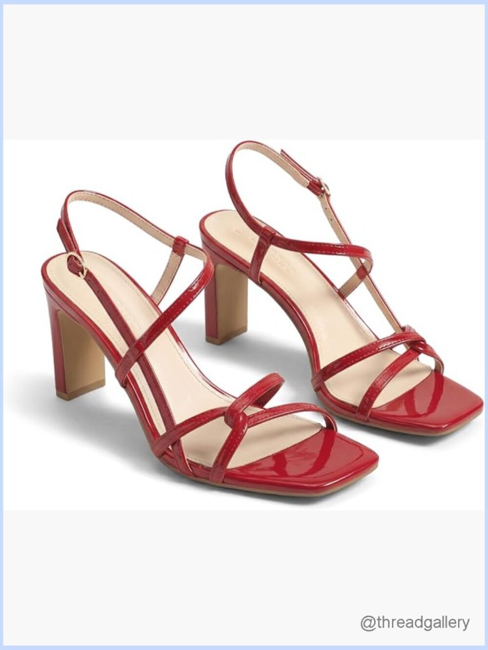 Chunky High Heels Strappy Sandals Square Open Toe Ankle Strap Wedding Dress